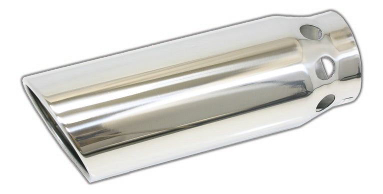 Vented Rolled Angle Cut | Polished 304 Stainless Exhaust Tip-1
