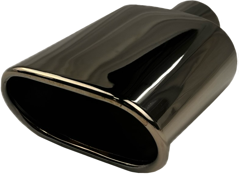 Oval Rolled Slant | Black Chrome Exhaust Tip-1