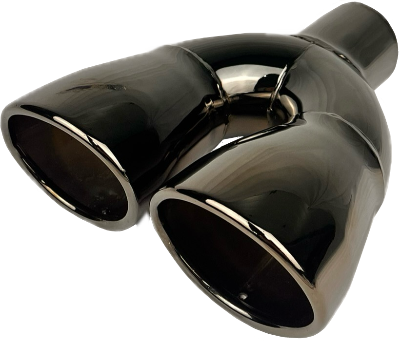 Dual Oval Slant | Black Chrome Exhaust Tip-1