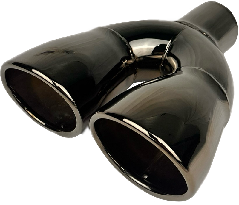 Dual Oval Slant | Black Chrome Exhaust Tip-1
