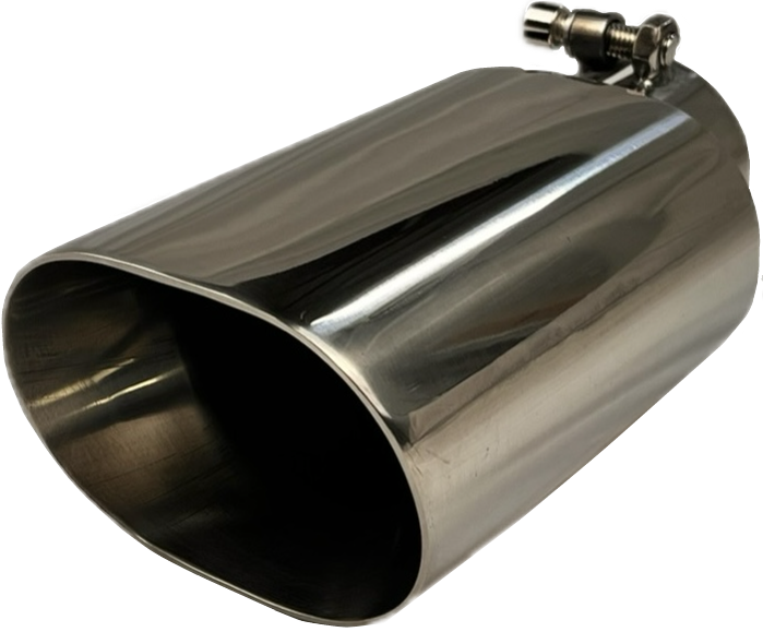 Double Wall Oval Slant Bolt-on | Polished 304 Stainless Exhaust Tip-1