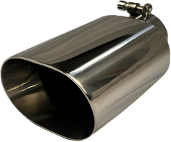 Double Wall Oval Slant Bolt-on | Polished 304 Stainless Exhaust Tip-1