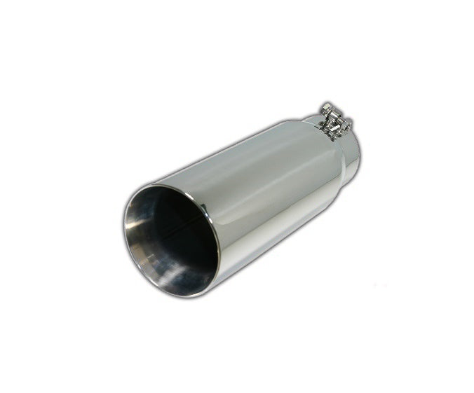 Bolt-on Dual Wall Non-Resonated Tip | Polished 304 Stainless Exhaust Tip-1
